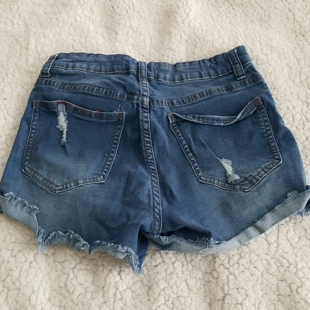 Angel Kiss Women's Mid Rise Distressed Denim Shorts